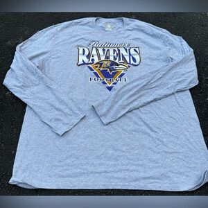 Men's NFL Apparel BALTIMORE RAVENS Long Sleeve Shirt‎ 3XLGray Cotton Football